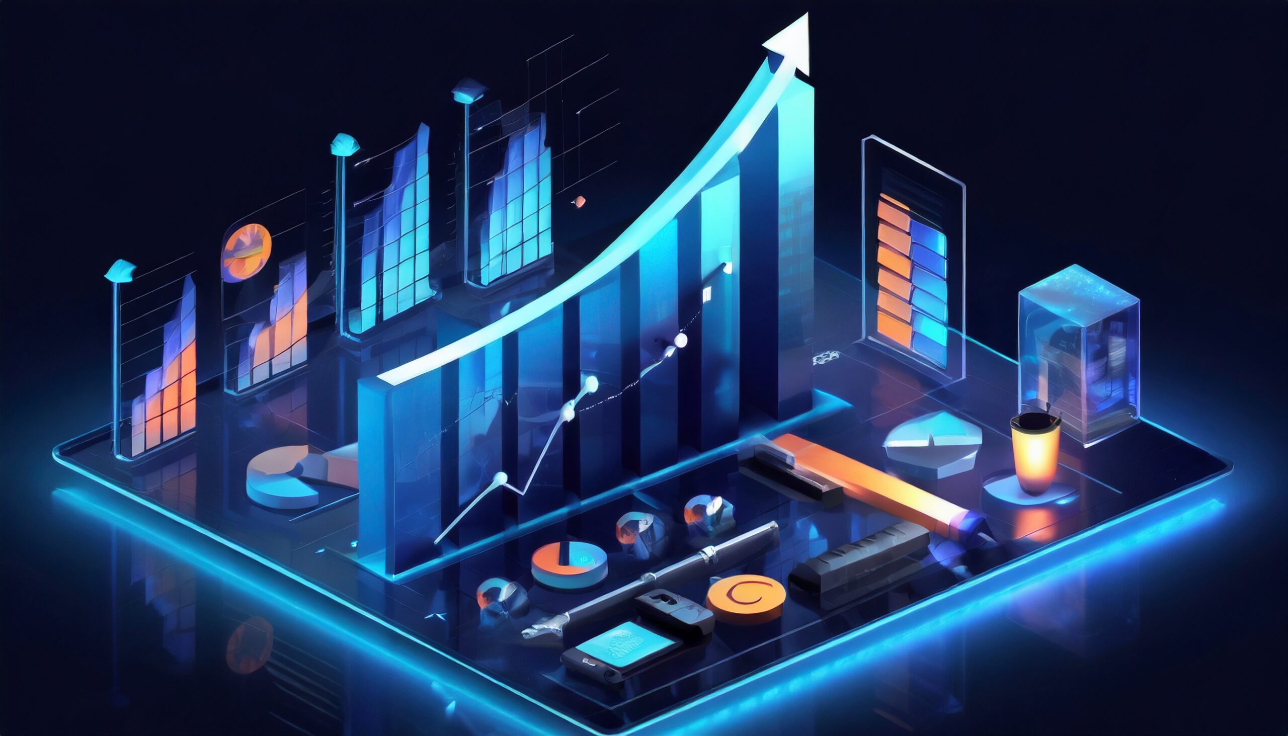 Gráfico indicando o sucesso de empresas em um contexto digital.