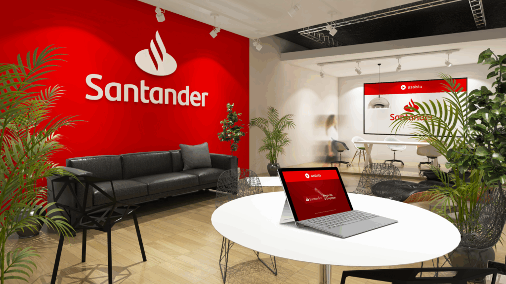 Sala virtual de reunião Santander feita por Voorus, empresa de design por assinatura
