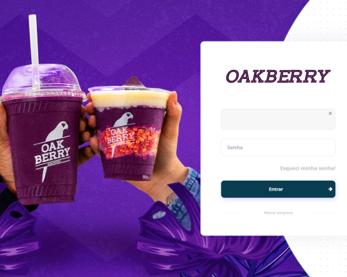 Painel de login da Oakberry, empresa de açaí. Foi feito por Voorus, empresa de design por assinatura