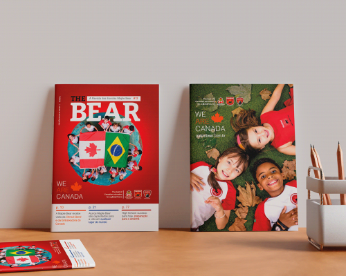 Capas de Revista The Bear, da empresa Maple Bear, feita por Voorus, empresa de design por assinatura