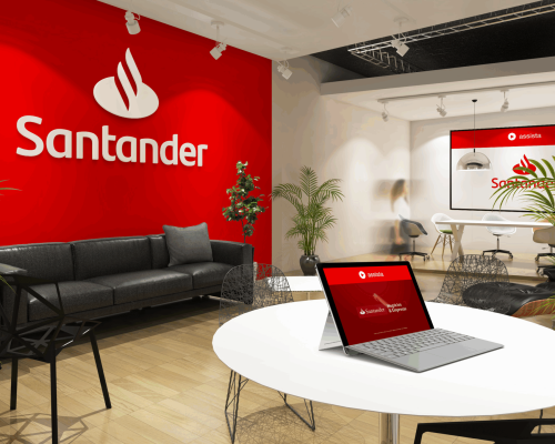 Sala virtual de reunião Santander feita por Voorus, empresa de design por assinatura